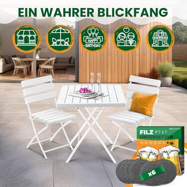 Складаний стіл та стільчики для кемпінгу білий KESSER