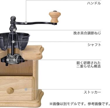 Ручна кавомолка Zassenhaus BRASILIA Бук 12 x 12,5 x 20 см для помелу кавових зерен Плавне регулювання помелу з оригінальною кавомолкою Zassenhaus (червоне дерево)