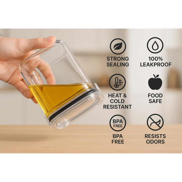 Контейнери для зберігання продуктів Goldeluxe 10 x 1 л з кришками, контейнери для заморозки, коробки для приготування їжі, без BPA, герметичні, штабелюються набір Tupperware для контейнерів для продуктів, контейнерів для заморозки та кухні (GO24A)