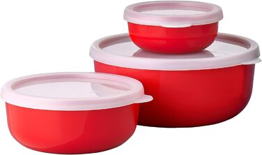 Коробка для хранения Набор из 3 предметов Lumina Коробки для хранения продуктов с крышкой для холодильника, морозильной камеры, пароварки и микроволновой печи 250 мл, 750 мл и 1500 мл (Nordic Red)