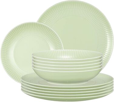 Набір тарілок на 6 персон, 12 предметів, зелений Amina Seltmann Weiden