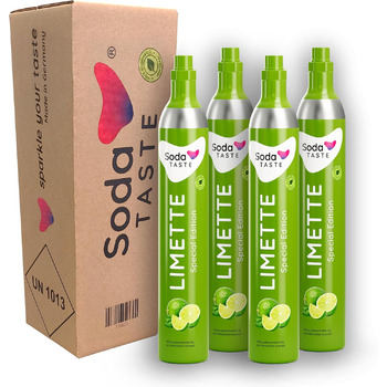 Змінний комплект балонів CO2 SodaTASTE (4 шт.) для газованої води, до 240 л газованої води (УВАГА потрібно 4 порожні балони) (лайм)