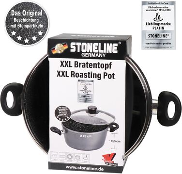 Каструля 7 л алюмінієва зі скляною кришкою 28 см STONELINE