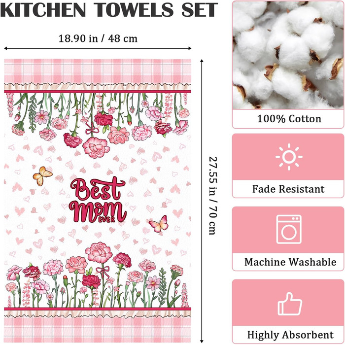 Кухонні рушники, бавовна, 4 шт., кухонні рушники, 100 бавовна. Осінній набір кухонних рушників. Багатофункціональні високоякісні кухонні рушники для сушіння рушників 50 x 70 см (День матері)