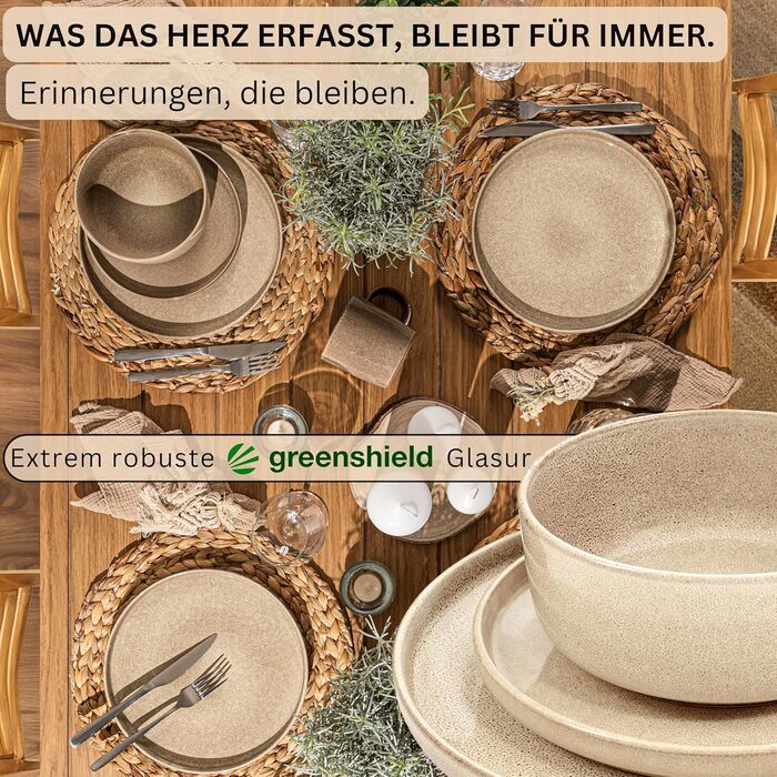 ПОСУД Комбінований сервіз на 6 персон, набір тарілок кавовий кухоль макаронна миска 30 шт. , набір посуду з кераміки посудомийна машина - мікрохвильова піч - стійкий до подряпин, набір посуду з кераміки КОЛЕКЦІЯ ЦІННОСТЕЙ (Каїр Мокко, столовий сервіз 24 ш