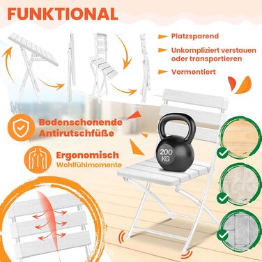 Складаний стіл та стільчики для кемпінгу білий KESSER