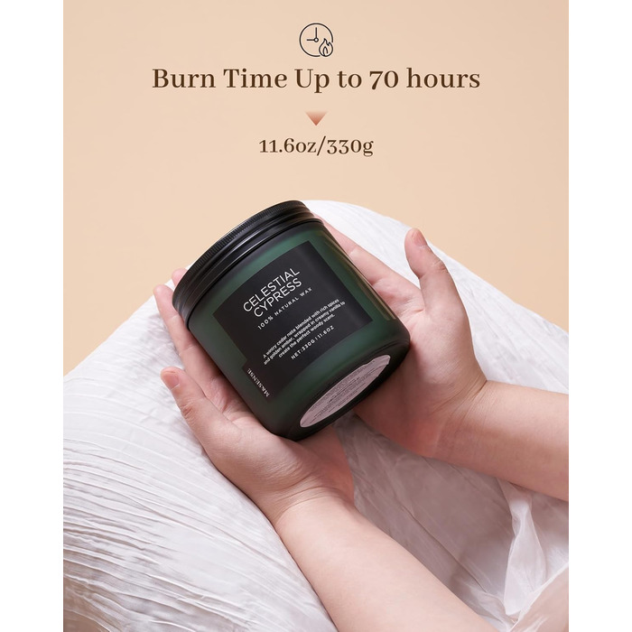 Ароматичні свічки M&SENSE з кавою у скляній банці з 2 гнітами 330 г, час горіння 70 годин, свічка з натурального соєвого воску для спальні, кухні, декору дому, подарункова свічка для чоловіків та жінок, смажена кава (зелена)