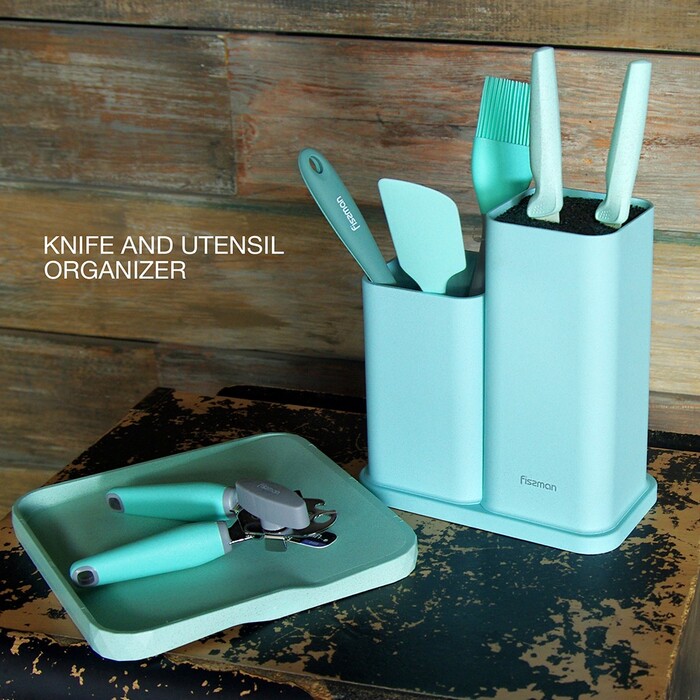 Подставка для хранения ножей и инструментов Fissman 10x10x23+10x10х17см (2873)