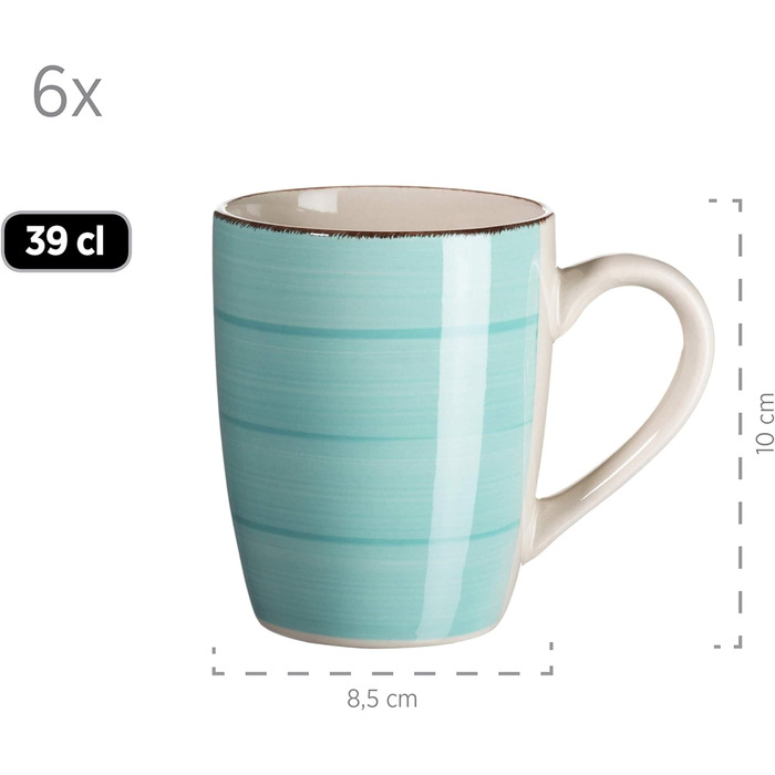 Набір вінтажного посуду з 30 предметів на 6 осіб, керамічний комбінований сервіз з ручним розписом, керамограніт (бірюзовий)