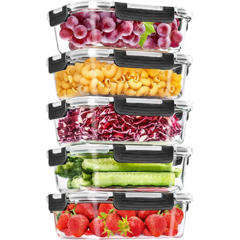 Набор из 5 стеклянных контейнеров для хранения продуктов 1 л с крышками Skroam