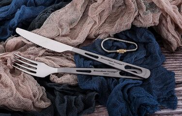 Безмежна подорож Титановий посуд Кемпінговий ніж і виделка Ложка Домашнє використання Набір столових приборів для подорожей для кемпінгу (Ti1558bq)