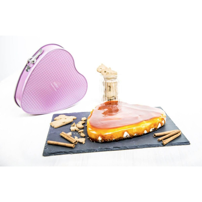 Творча студія Zenker Z7480 Ø 26 см, форма для випічки з плоским дном, кругла форма для торта з антипригарним покриттям, креативна випічка (колір рожевий, сріблястий), кількість (форма для роз'єму серця)