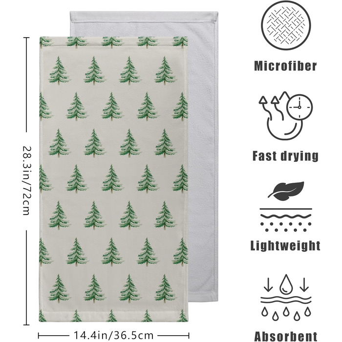 Різдвяні кухонні рушники Kwlegh, рушник для рук, рушник для пальців у формі різдвяної ялинки з цукерками та сніжинками, набір з 2 шт. , милий чоловічий банный рушник, високопоглинаючі рушники, 36 x (зелена ялинка)