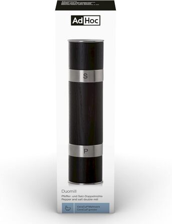 Млин для перцю та солі подвійний, чорний Duomill AdHoc