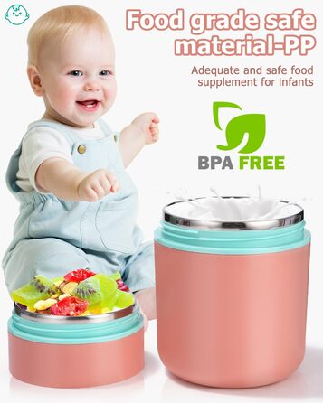 Стаканчик для пластівців 710 мл із складаною ложкою, рожевий Nuxory