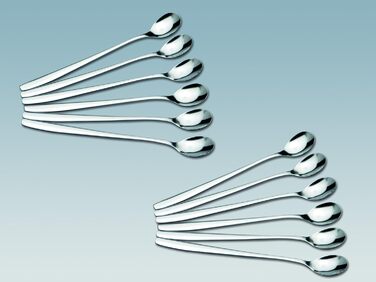 Набір з 12 довгих ложок для напоїв з нержавіючої сталі  19 см c|h|g