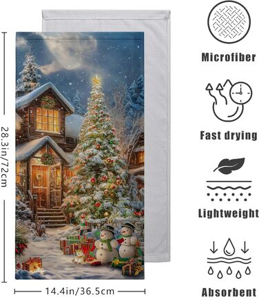 Різдвяні кухонні рушники Kwlegh, рушник для рук, рушник для пальців у формі різдвяної ялинки з цукерками та сніжинками, набір з 2 шт. , милий чоловічий банный рушник, високопоглинаючі рушники, 36 x (Xmas-a)