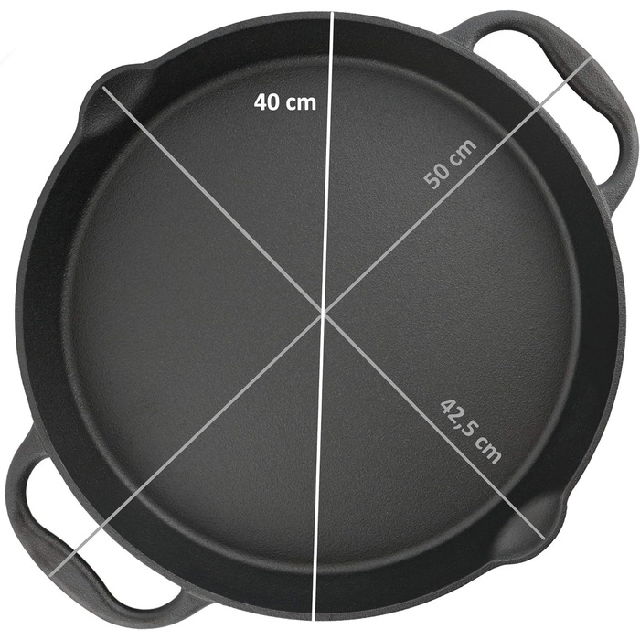 Чавунна сковорода-гриль барбекю-Toro I Чавунна сковорода з двома ручками та двома носиками I Сковорода для подачі I (Ø 40 см)