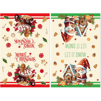 Набір з 2 різдвяних кухонних рушників  60 x 40 см, червоний та зелений Gosknor