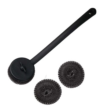 Кругла щітка із металевою губкою для гриля Santos