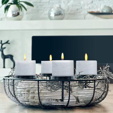 Набір із 4 свічок-стійок Brandsseller 7 x 10 см фарбовані та виготовлені з парафіну сільські свічки з тривалим часом горіння декоративні свічки для прикраси столу, Різдва та вечірок (7 x 7,5 см набір із 4 шт. , світло-блакитний)