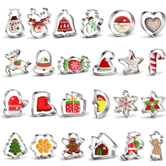 Різдвяні формочки для печива, нержавіюча сталь 24 шт ROELLY