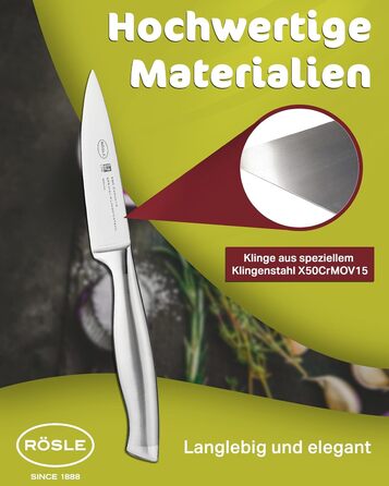 Високоякісний кухонний ніж 20 см для м&39яса, риби, птиці та овочів, нержавіюча сталь 18/10, ергономічна срібна ручка, гострий ніж для кухні (ніж для чищення овочів)