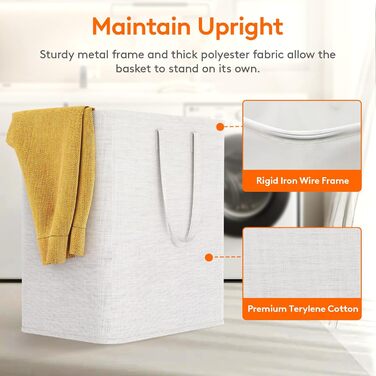 Предмети Кошик для білизни 80 л, Ящик для білизни Контейнер для білизни Збірник білизни Комод для білизни Кошики для білизни Кошики для білизни для квартири, гуртожитку, каравану Пральня, біла (2 x 60 л), 2