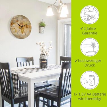 Настінний годинник, безшумний круглий  30 см ARTLAND