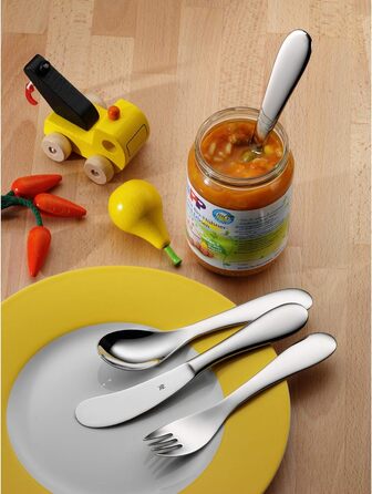 М'які дитячі столові прибори WMF з вигравіруваною назвою - персоналізований набір для дітей з гравіюванням - персоналізовані ідеї подарунків на хрестини для дівчаток і хлопчиків - персоналізовані столові прибори WMF - 4 шт. и (без гравіювання)