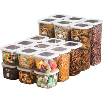 Банки для хранения с герметичными крышками Набор из 24 контейнеров для хранения БЕЗ БИСФЕНОЛА А Для мюсли, хранения муки и сахара Практичный кухонный ящик для хранения всех продуктов (набор из 18 белых)