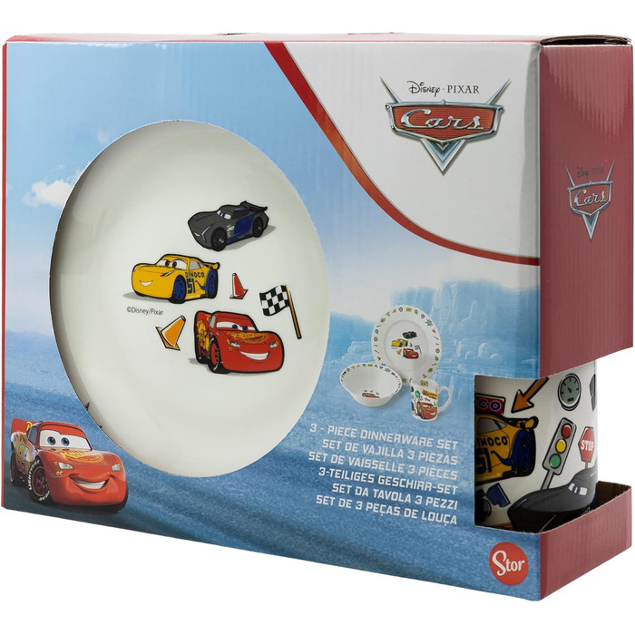 Набір дитячого столового посуду Disney Cars, 3 предмети у подарунковій коробці Stor
