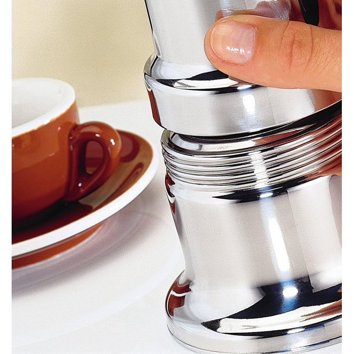 Эспрессо-кофеварка Cilio AIDA подходит для всех типов плит, включая индукционные Ø 9 см, В17,5 см Итальянская кофеварка Кафетерия Машина для кофе мокко (полированная нержавеющая сталь, 4 чашки)