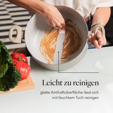 Алюмінієва каструля FLORINA 16 см 1,6 л Підходить для індукції Керамічне покриття, стійке до подряпин М&39яка ручка під дерево Термостійка Для всіх варильних поверхонь Легко миється (ISLA, 7 л - 28 см)