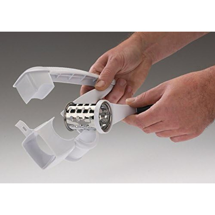 Барабанна терка/рубанок Westmark з 3 ріжучими барабанами та вбудованим поршнем, нержавіюча сталь/пластик, тріо, білий/антрацит, 11722260 одинарний