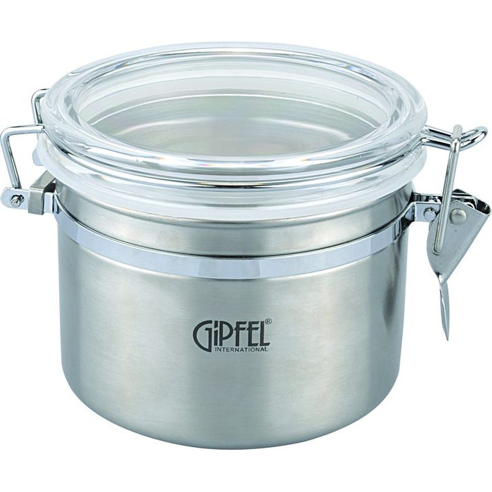 GIPFEL Банка для герметичного хранения сыпучих продуктов 12,5x9 см/0,9 л (нерж. сталь) 5585 GIPFEL