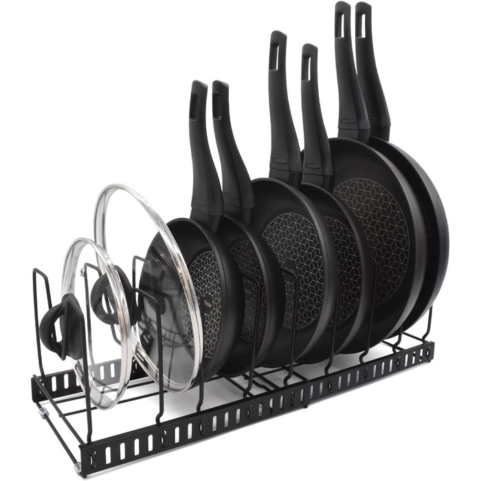 Підставка для посуду розсувна 51,5 x 18,5 см, на 9 відділень, чорна joeji's Kitchen