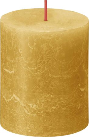 Свічки Bolsius Rustic Pillar - Оливково-зелені - Набір з 4 шт. - Декоративні побутові свічки - Час горіння 60 годин - Без запаху - Натуральний рослинний віск - Без пальмової олії - Оливково-зелені (8 x 7 см, охра-жовті)