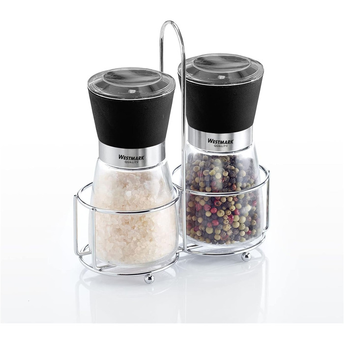 Дисплей Westmark, Вміст 6 дозаторів, Ємність 190 мл кожен, Скло/нержавіюча сталь/пластик, Прозорий/Чорний/Сріблястий, 63592611 (кружний, , Прозорий/Чорний/Сріблястий)