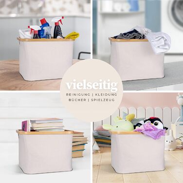 Кошики для зберігання, сумісні з IKEA KALLAX Shelf - Кошик для зберігання деревини Small Anthracite - Коробка для зберігання Полиця Кошик для зберігання - Паперовий ящик Кошик з фетру Складний кошик для білизни (40 л з кришкою, бежевий/сірий)