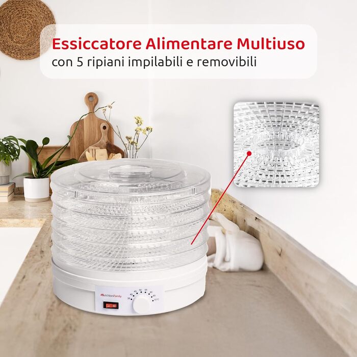 Дегідратор на 5 полиць 250 Вт, білий Melchioni