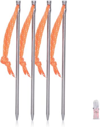 Титанові кілочки Надлегкі наметові кілки Надміцні цвяхи для наметів Вуличні тентові кілки Кемпінговий майданчик Шпилька для намету Аксесуари для трави Твердий ґрунт лише з мотузкою 15,8 г/шт 4/8/12 шт. Ti4005P (4 шт. /лот Ti4005P), 16,8