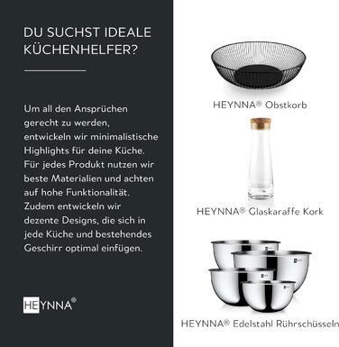 Кухонное сито HEYNNA из нержавеющей стали / капельное ситечко с ручками Ø 26 см, нержавеющая сталь подходит для посудомоечной машины / кухонное сито в качестве сита для макарон, сита для салатов, рисового сита / дуршлага нержавеющая сталь