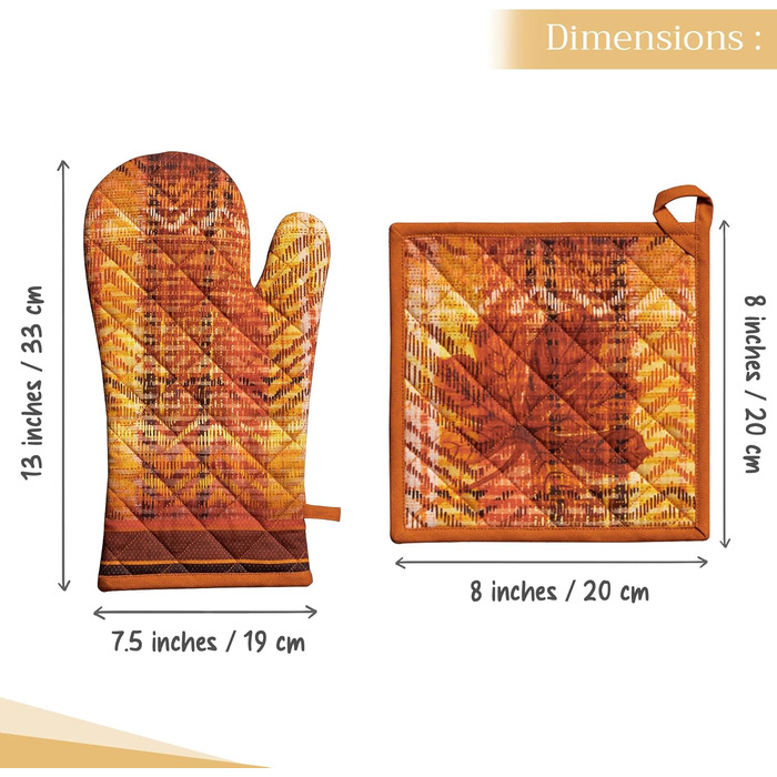 Рукавички для духовки Maison d&39 Hermine, Прихватки для каструль, 100 бавовна, термостійкі кухонні рукавички, рукавички для духовки (19 x 33 см) та прихватки для каструль (20 x 20 см) для приготування їжі, Morzine - Рукавички для духовки (19 x 33 см) та 