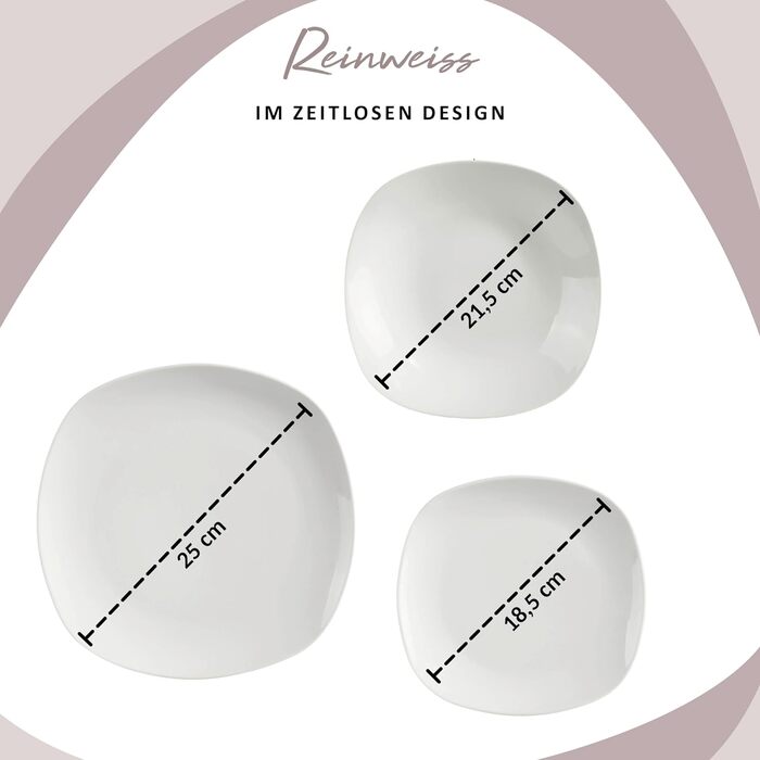 СПІВАЧКА Білий столовий сервіз Bilgola, порцеляновий набір посуду з 30 предметів на 6 персон, набір тарілок округлого дизайну, обідня тарілка (обідній сервіз 24 шт. )