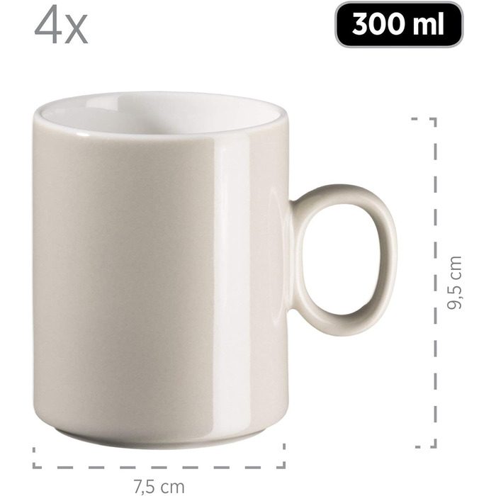 Серія Finaro, набір посуду для 4 осіб гастрономічної якості, скандинавський дизайн, комбінований сервіз із 16 предметів, міцна порцеляна, бежевий, 931618