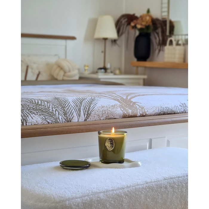 Ароматна свічка M&SENSE Лісова хатина, ароматичні свічки у склянці, натуральна соєва свічка, час горіння 55 годин, подарункові свічки для жінок та чоловіків, подарункова свічка (сандалове дерево та жасмин, 260 г)