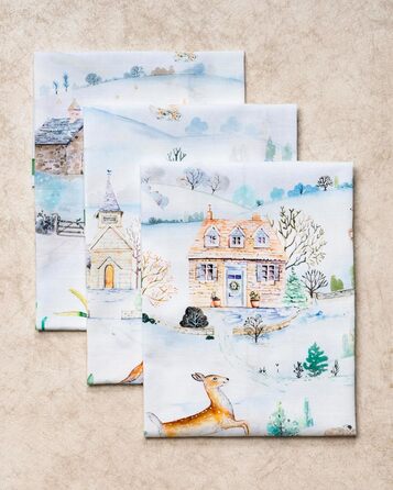 Набір з 3 багатоцільових кухонних рушників Maison d&39 Hermine Rural Christmas, 100 бавовна Барні рушники День подяки/Різдво (50 см x 70 см) (27 - Snowy World)