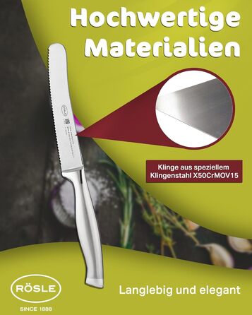 Високоякісний кухонний ніж 20 см для м&39яса, риби, птиці та овочів, нержавіюча сталь 18/10, ергономічна срібна ручка, гострий ніж для кухні (ніж для сніданку)