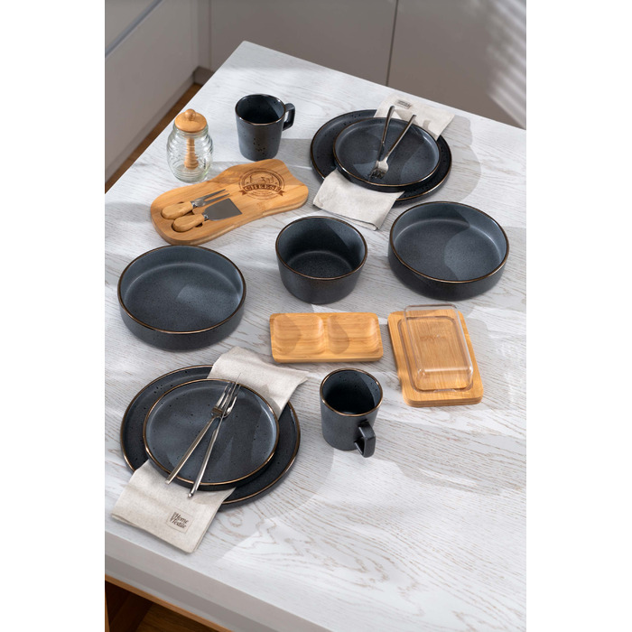 Тарілка супова Ardesto Fasano, 850мл, 20см, кераміка, сірий темний